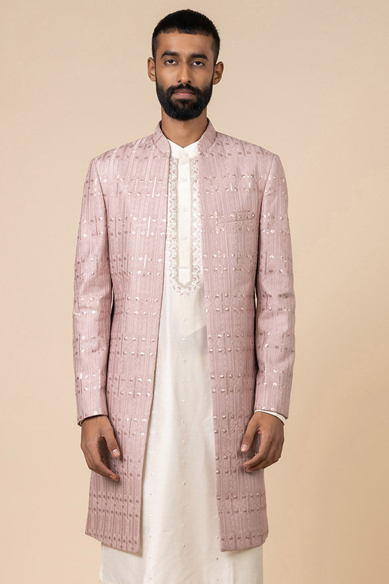 Pink All Over Embroidered Sherwani