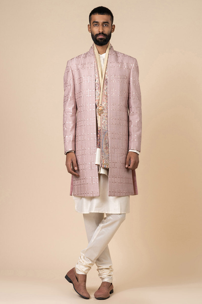 Pink All Over Embroidered Sherwani