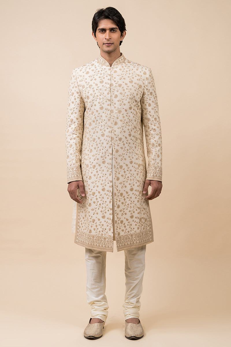 Ivory Intricate Aari Embroidered Sherwani