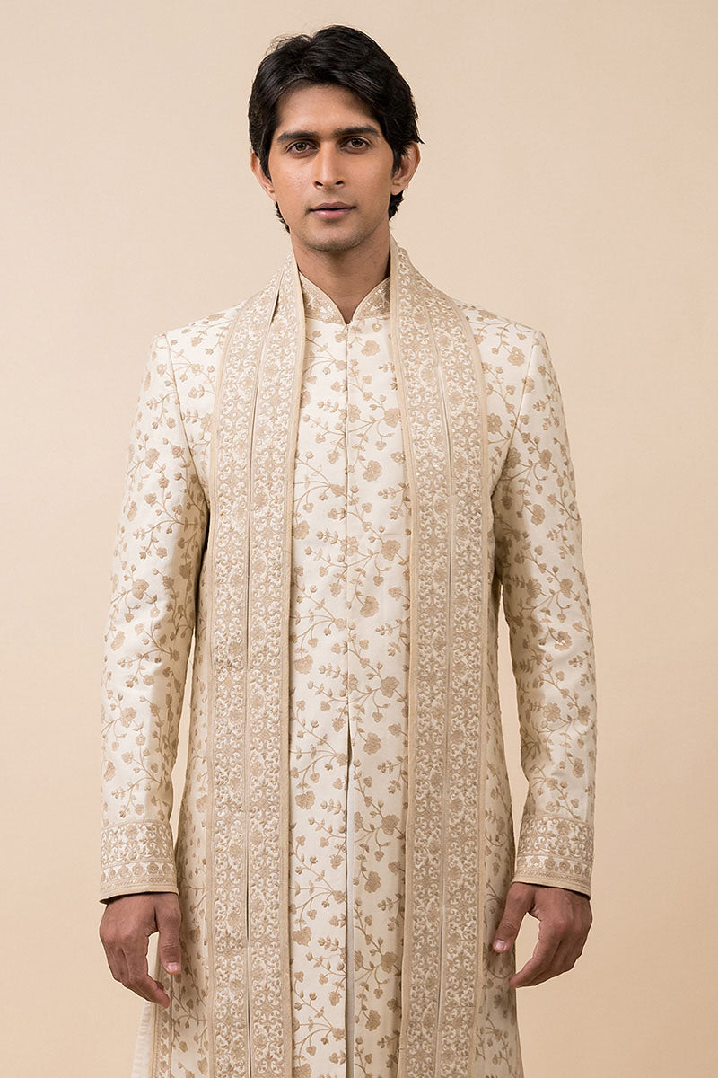 Ivory Intricate Aari Embroidered Sherwani