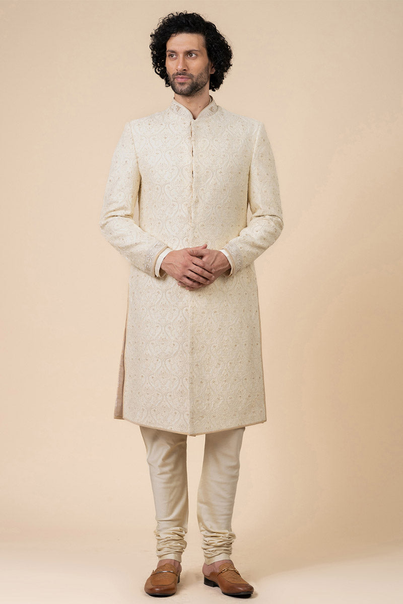 Ivory Classic Schiffli Sherwani