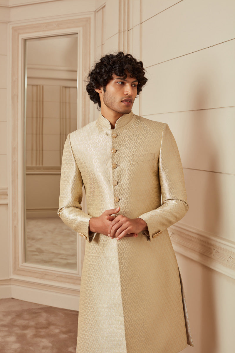 Gold Zari Brocade Sherwani