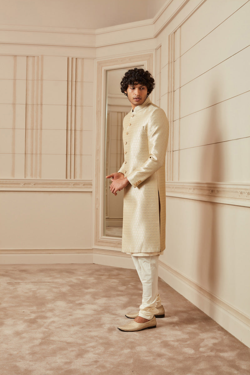 Gold Zari Brocade Sherwani