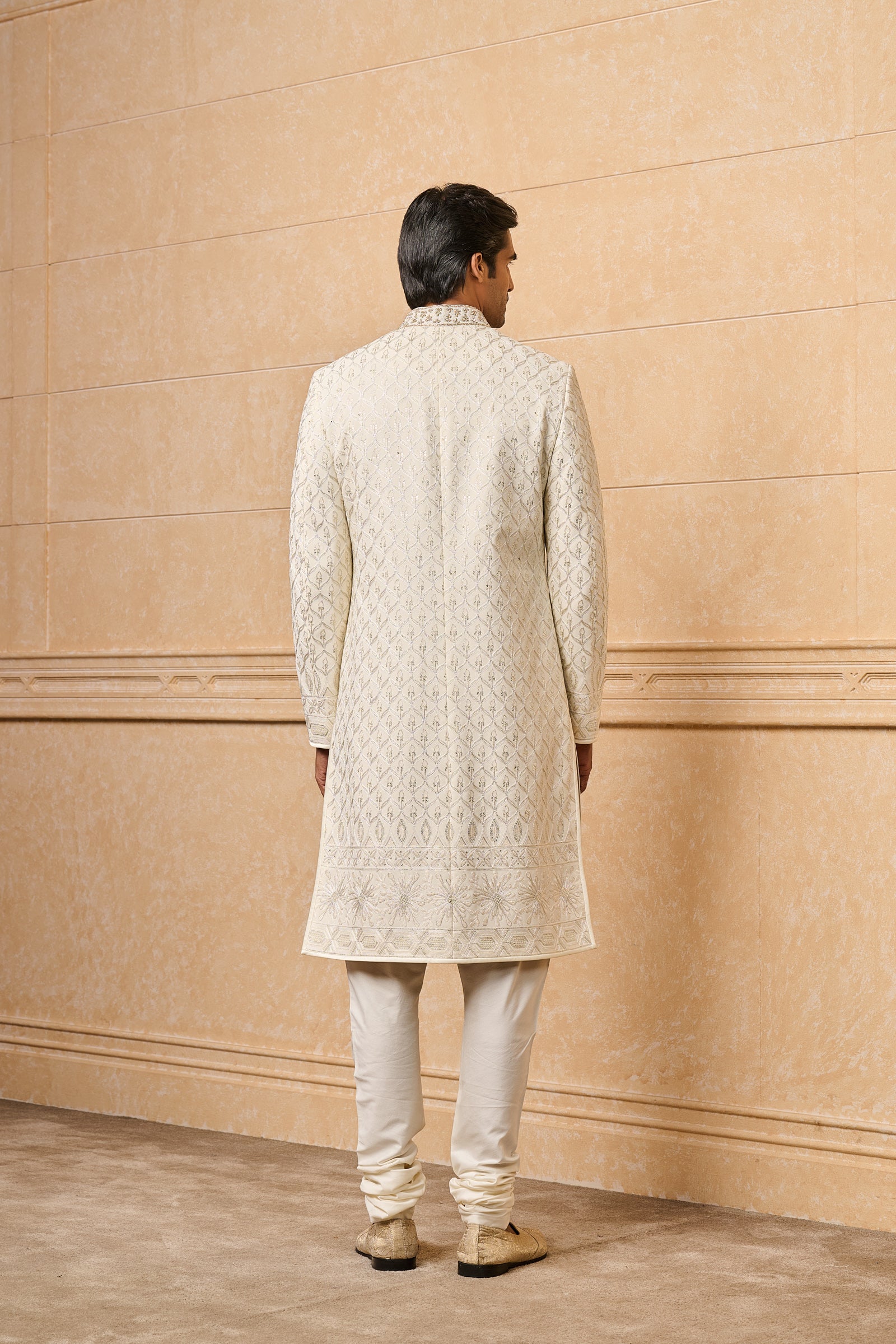 Ivory All Over Embroidered Sherwani