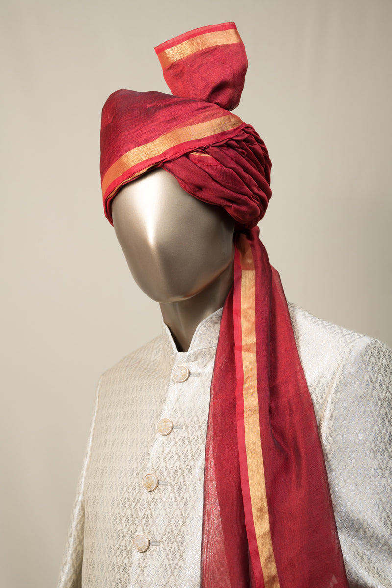 Maroon Silk Safa With Border