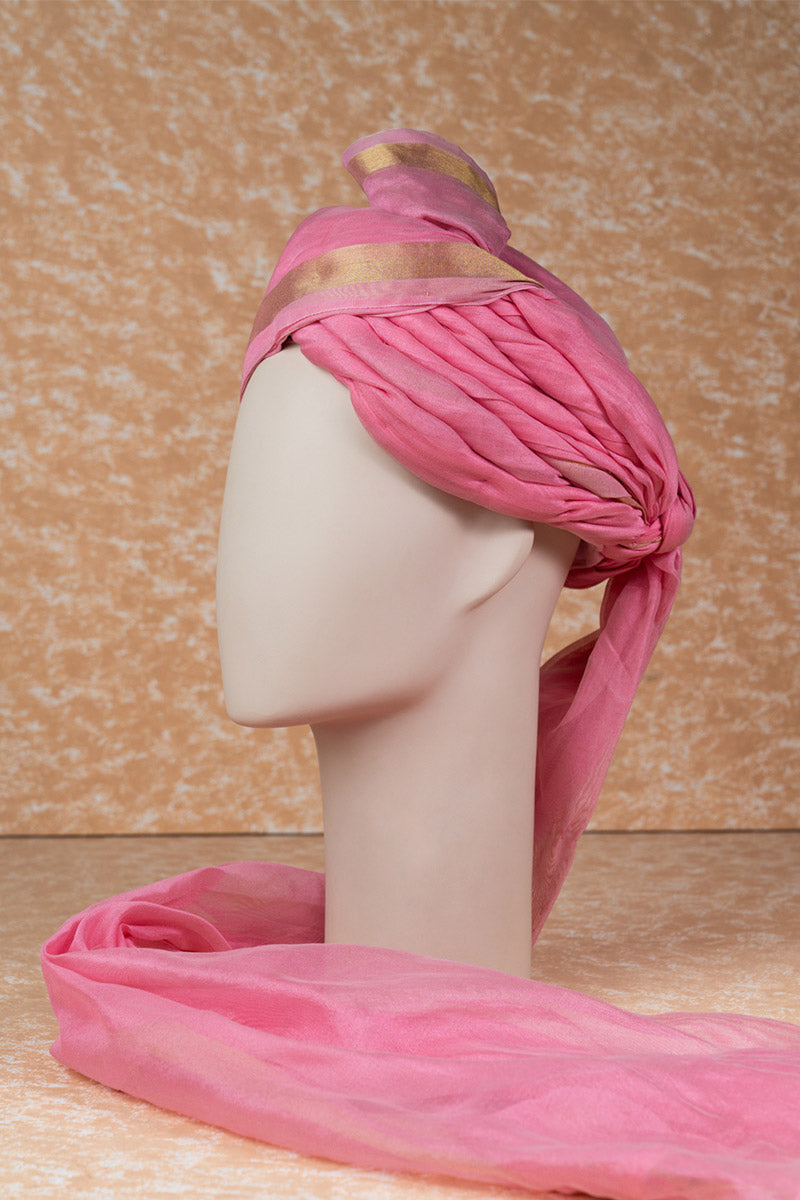 Pink Silk Safa With Border