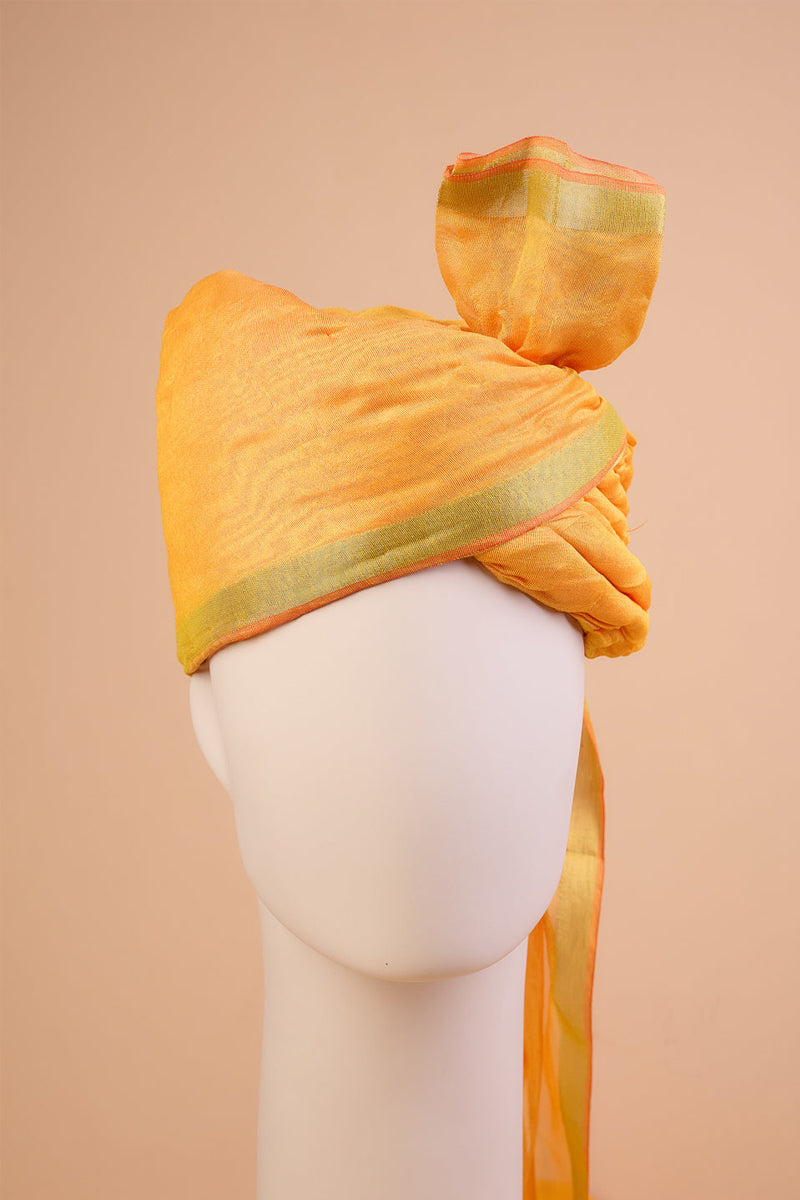 Yellow Silk Safa With Gold Border