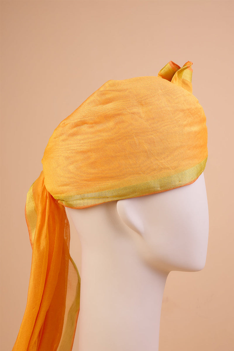 Yellow Silk Safa With Gold Border