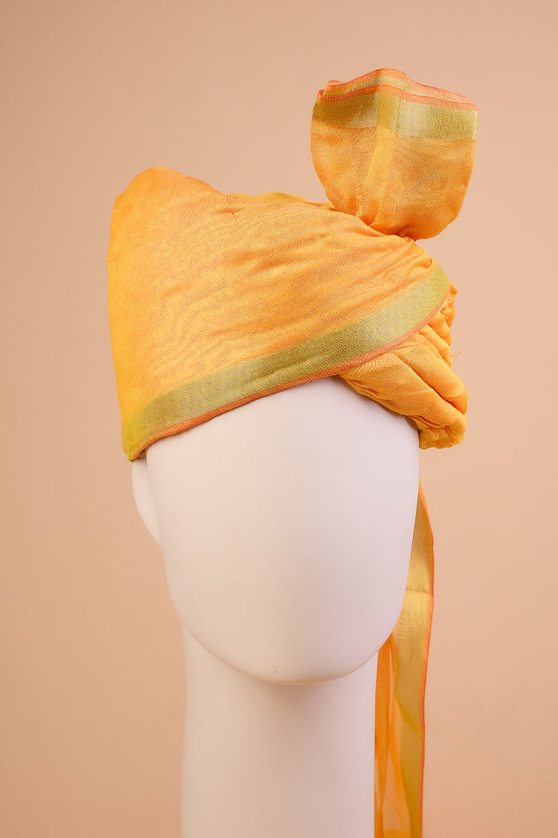 Yellow Ochre Silk Safa With Border