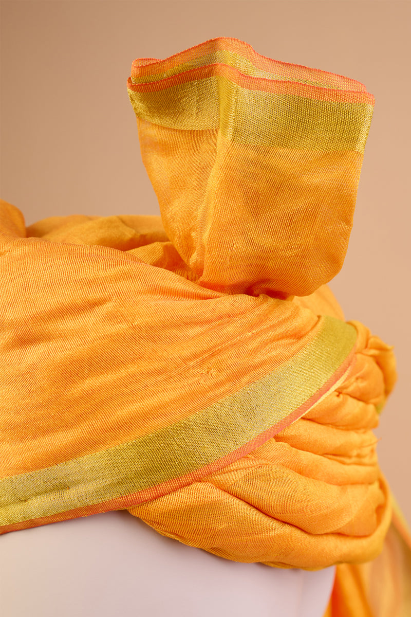 Yellow Ochre Silk Safa With Border