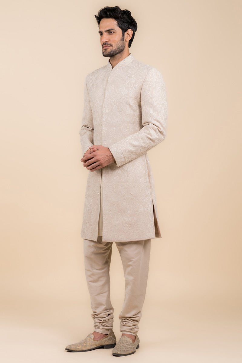 Sherwani With All Over Pearls Detail