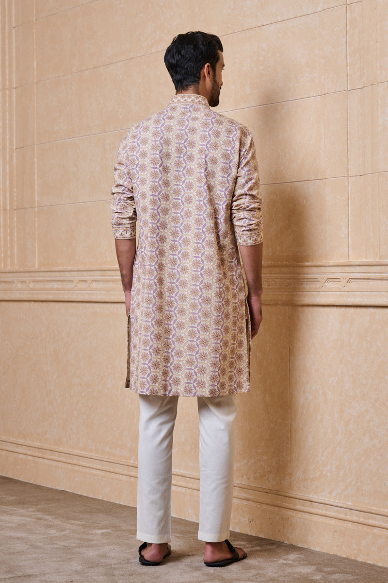 Beige All Over Printed Kurta Set