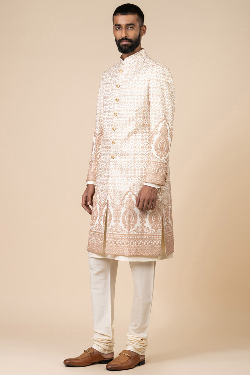 Sherwani In Repeat Embroidered Motifs