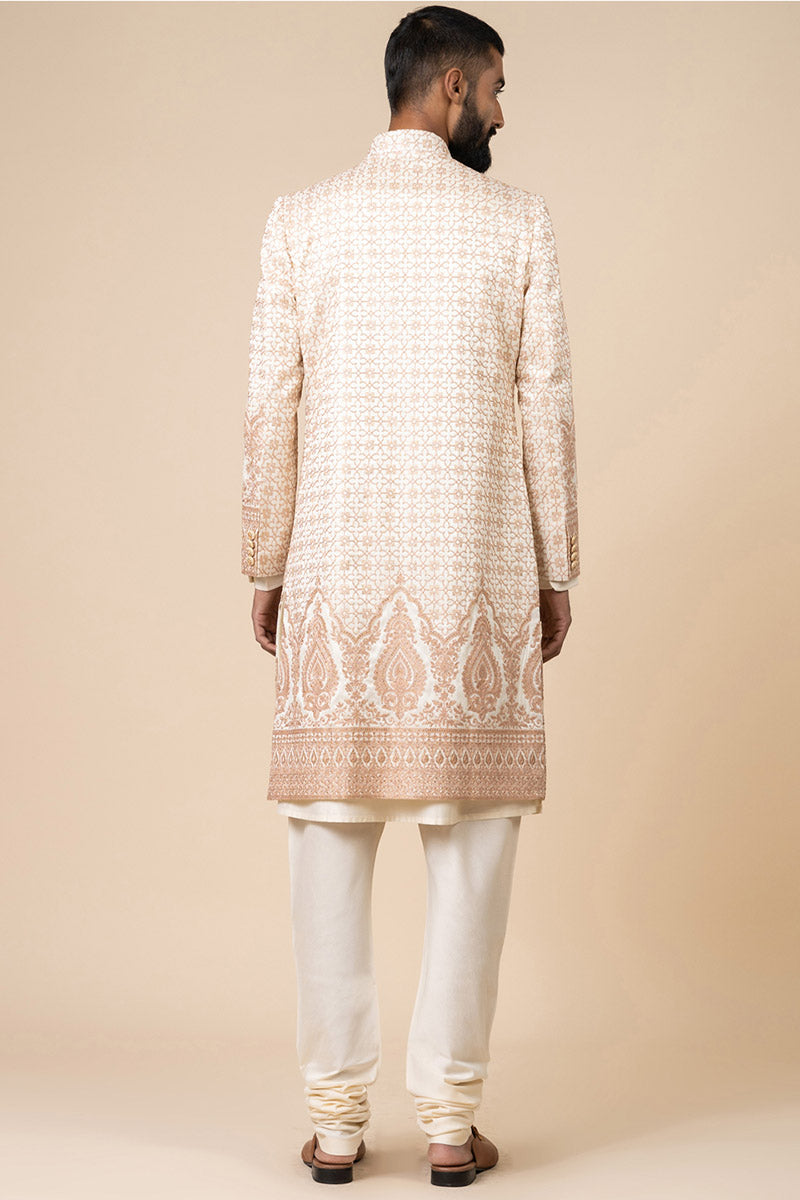 Sherwani In Repeat Embroidered Motifs
