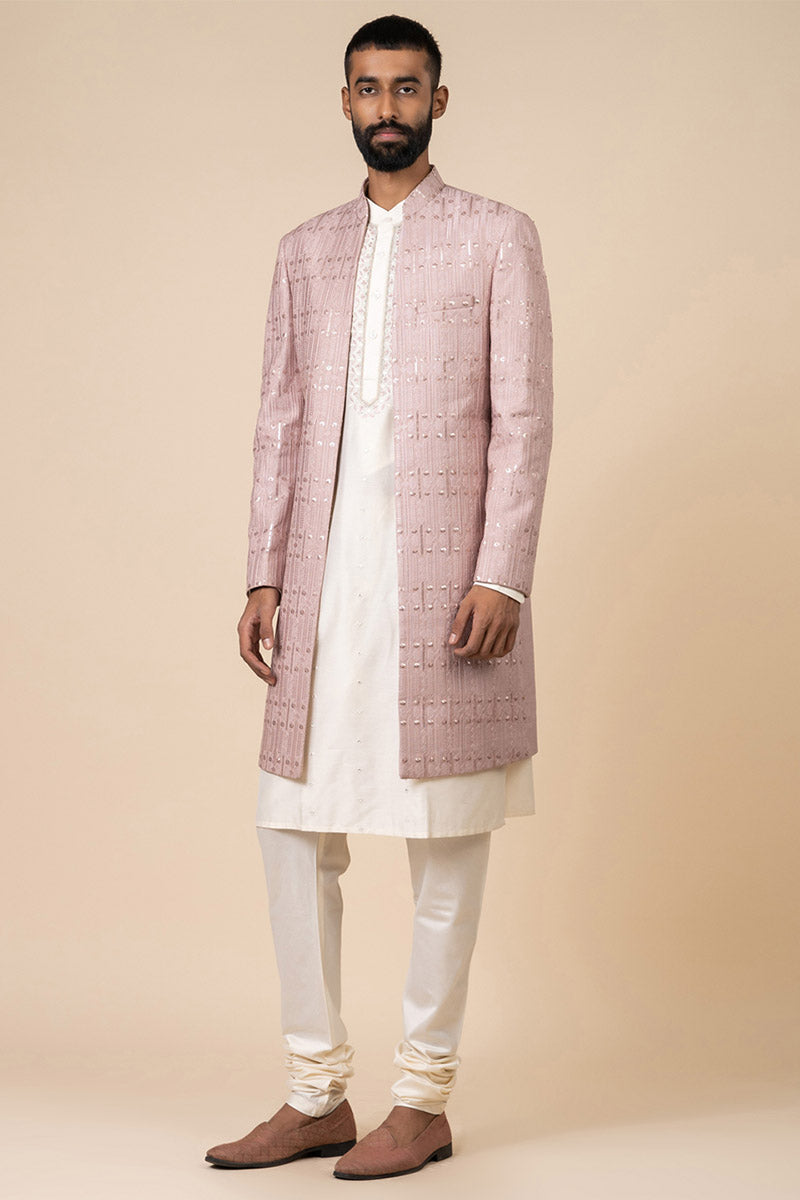 Pink All Over Embroidered Sherwani