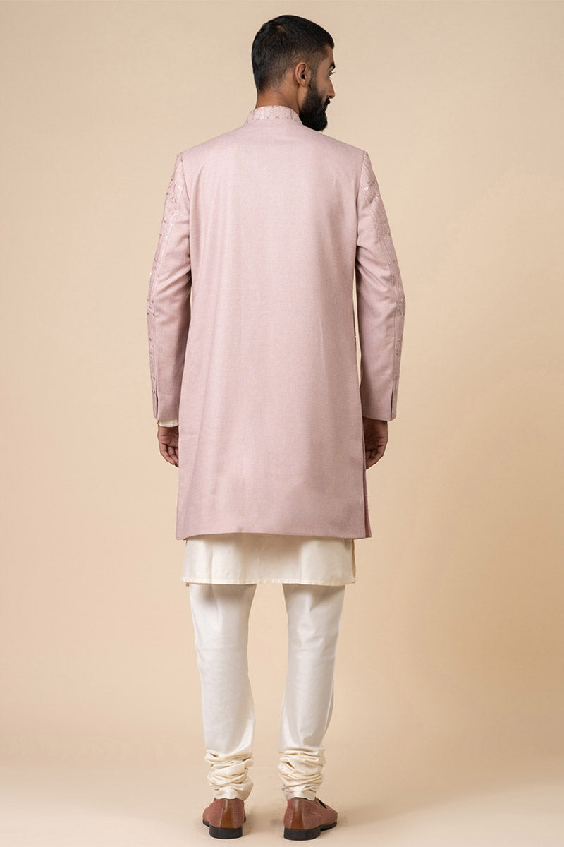 Pink All Over Embroidered Sherwani