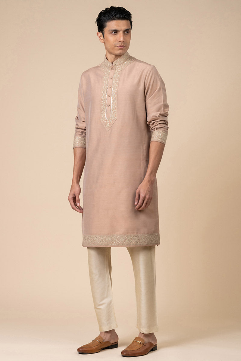 Pink Kurta Set With Embroidery Details