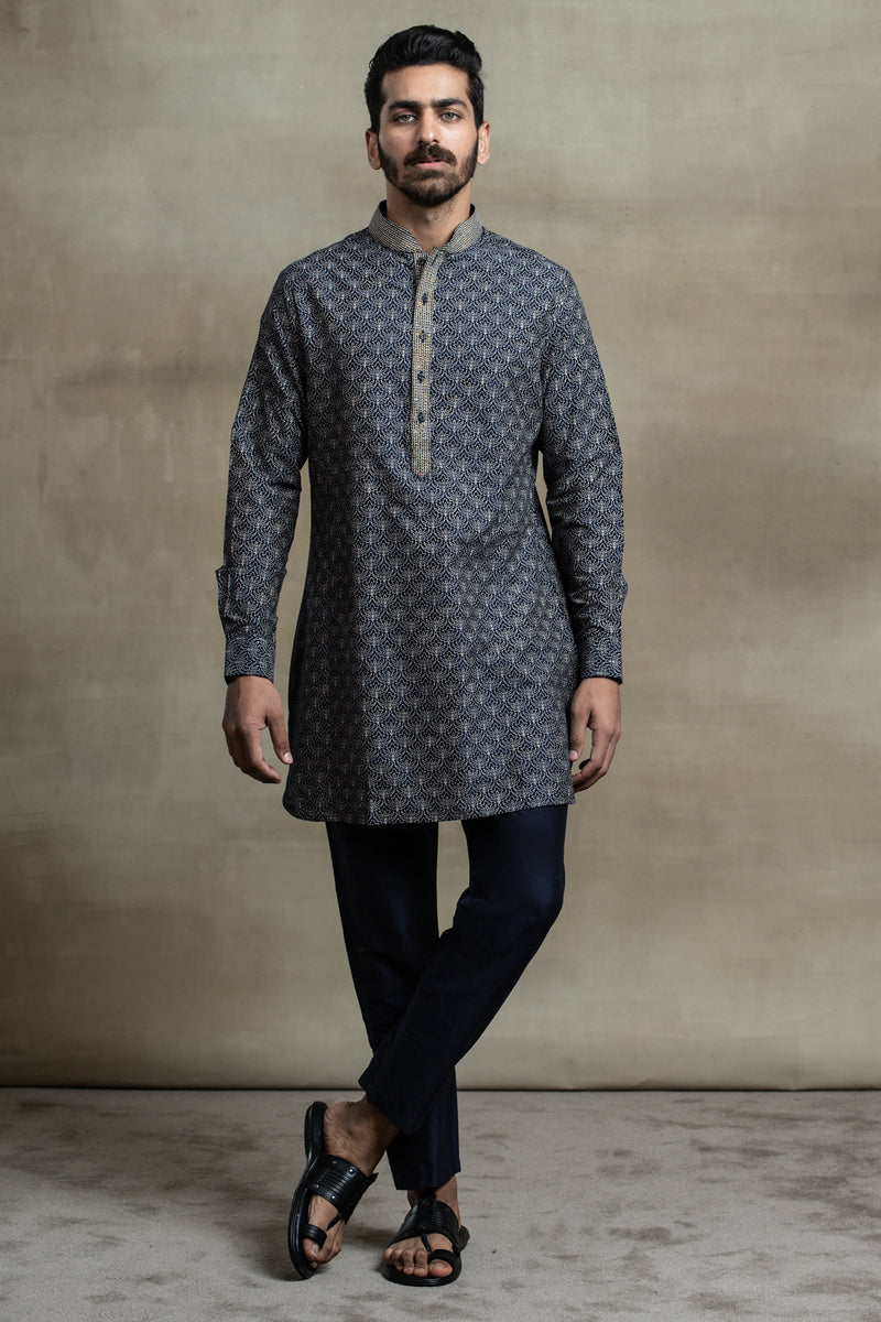 Printed Kurta with Top Stich Details